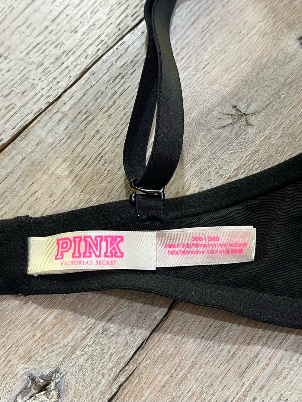 Victoria’s Secret PINK Wear Everywhere Push Up Black Pink Size 36D - Picture 4 of 7
